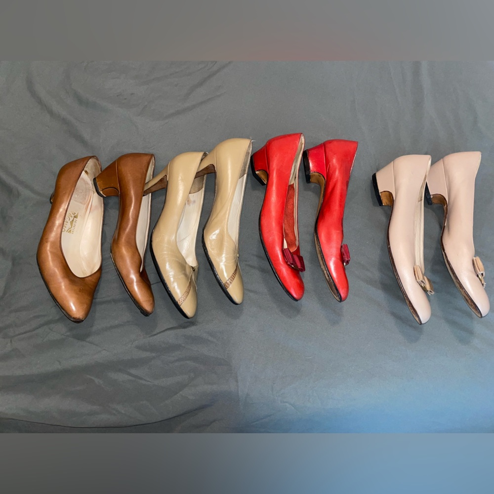 ✨4 for $110✨ Salvatore Ferragamo Vintage Kitten Heels Loafer Pumps Size 9.5 & 10 - Picture 8 of 10